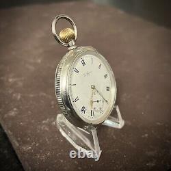 Antique C1909 Waltham USA Solid Sterling Silver Pocket Watch S14 Working
