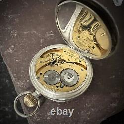 Antique C1909 Waltham USA Solid Sterling Silver Pocket Watch S14 Working