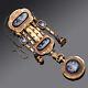 Antique Chaude Paris 18k Gold Enamel Openface Dress Pocket Watch & Mop Hanger