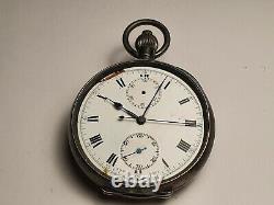 Antique Chronograph Pocket watch silver cased Le Phare 114 VCC To Restore