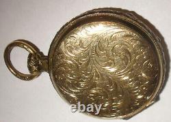 Antique Civil war era etched locket with 10k gold cover photo pocket watch style