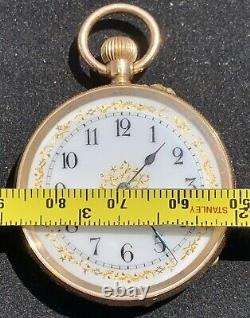 Antique Cuivre 14Ct Gold Ladies Swiss Squirrel Hallmark Pocket Watch Working 42g