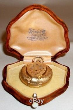 Antique Cylindre Huit Rubis Remontoir solid 14K Yellow Gold Pocket Watch