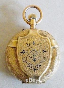 Antique Cylindre Huit Rubis Remontoir solid 14K Yellow Gold Pocket Watch