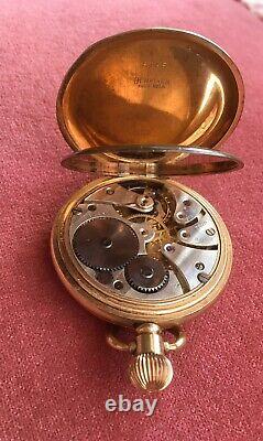 Antique Dennison Gold Plated Full Hunter Pocket Watch Swiss Made