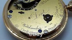 Antique Dent 18ct Yellow Gold Open face Pocket watch, with box. Dates 1873