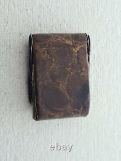 Antique Doxa Small Pocket Travel Watch Folding Exquisite Crocodile Skin Case 55