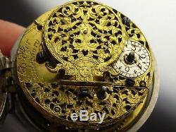 Antique Early English verge Fusee pocket watch. Made in 1710. Canterbury