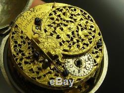Antique Early English verge Fusee pocket watch. Made in 1710. Canterbury