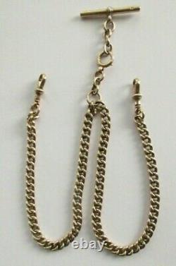Antique Edwardian 9ct Rose Gold Albert Double Pocket Watch Chain Dog Clips