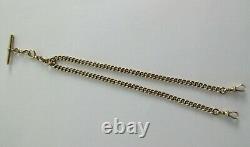 Antique Edwardian 9ct Rose Gold Albert Double Pocket Watch Chain Dog Clips