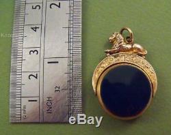 Antique Edwardian Hallmarked 9ct Gold Lion Topped Spinning Albert Chain Fob Seal