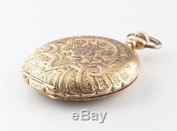 Antique Elgin 14k Multi-color Gold 17-Jewel Pocket Watch Size 16s Full Hunter
