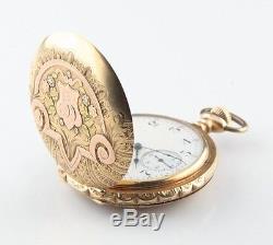 Antique Elgin 14k Multi-color Gold 17-Jewel Pocket Watch Size 16s Full Hunter