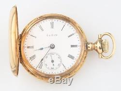 Antique Elgin 14k Solid Gold 15-Jewel Pocket Watch Size 0 Full Hunter 1910