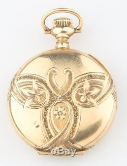 Antique Elgin 14k Solid Gold 15-Jewel Pocket Watch Size 0 Full Hunter 1910