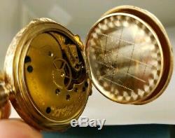 Antique Elgin 14k Solid Yellow Gold Fancy Pocket Watch Solid Condition