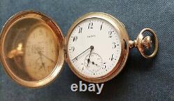 Antique Elgin Full Hunter Gold Plated Pocket Watch 51 MM