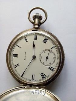 Antique Elgin full hunter, sterling silver pocket watch. 1907. Working