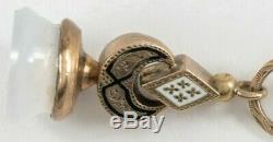 Antique Enamel Pocket Watch Winding Key & Fob