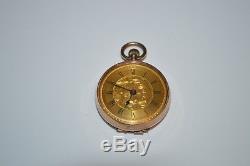Antique English 9K. 375 Rose Gold Ornate Pocket Watch Circa 1870s Vintage