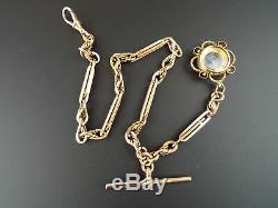 Antique English 9K Gold Pocket Watch Albert Chain 14 1918 Compass Fob 35g