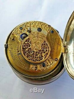 Antique English Masonic Silver Verge Pocket Watch circa 1869