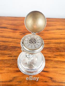 Antique English Pocket Watch On Cherub Stand Silvered Face Fusee Movement 19th C