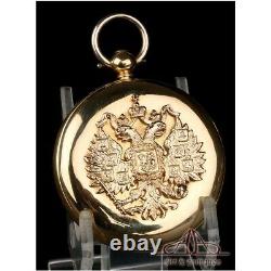 Antique English Pocket Watch. Russian Imperial Shield. 18K. England 1846