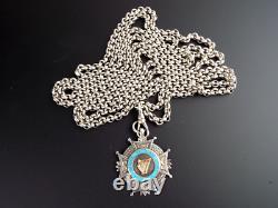 Antique English Sterling Silver Ladies Pocket Watch Albert Neck Chain 31 1939