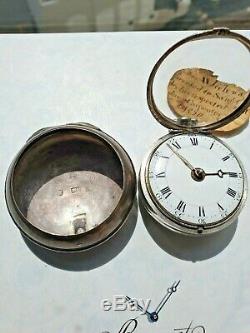 Antique English Verge Silver Pocket Watch 1769circa