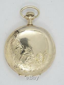 Antique Engraved Case 1914 Solid 14k Gold Elgin Hunter 15j Pocket Watch Working
