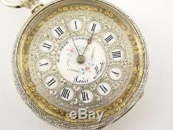 Antique Fancy 1800s Peck London Swiss Hallmarked Silver Applied Gold Dial LAYBY