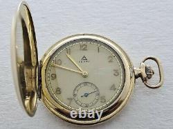 Antique Festa Cal234 German Full Hunter 20mic Gold Plated Pocket Watch Box Rare