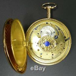 Antique French 18 K Gold Quarter Repeater Pocket Watch In G. W. O. C. 1820