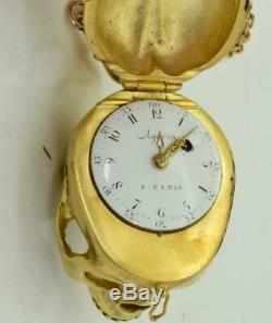 Antique French Ageron a Paris Skull Memento Mori Verge Fusee pocket watch c1790s