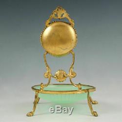 Antique French Baccarat Green Opaline Glass Pocket Watch Holder Display Stand
