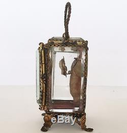 Antique French Bronze Ormolu Bevelled Glass Jewellery Trinket Pocket Watch Box