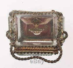 Antique French Bronze Ormolu Bevelled Glass Jewellery Trinket Pocket Watch Box