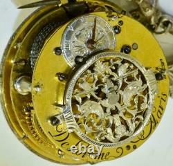 Antique French Delorme Verge Fusee REPEATER Oignon silver pocket watch&fob c1720