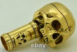 Antique French Masonic/Doctors Skull Verge Fusee cane holder with integrated watch