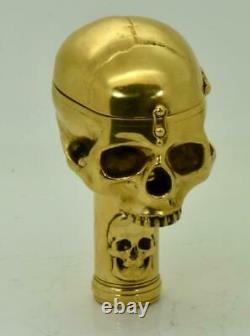 Antique French Masonic/Doctors Skull Verge Fusee cane holder with integrated watch