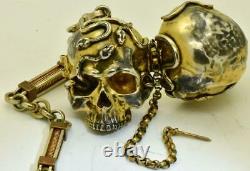 Antique French Memento Mori silver Skull&Snakes Verge Fusee pocket watch c1800's