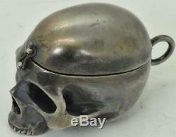 Antique French Memento Mori silvered Skull Verge Fusee pocket watch c1800s. RARE