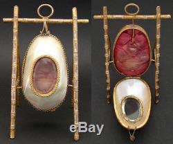 Antique French Mother of Pearl Pocket Watch or Pendant Display, Palais Royal