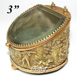 Antique French Napoleon III Era Pocket Watch Display Casket, Box Hunt Theme