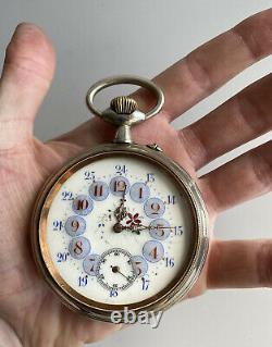 Antique French Oversized Goliath Pocket Watch With Enamelled Dial Working