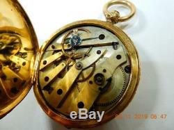 Antique French Paris Enamel Juillard Pocket Watch 18k Gold 1870 Pristine case