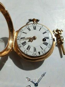 Antique French Solid Gold 18K Verge Pocket Watch circa 1750