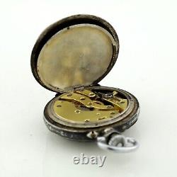 Antique French / Swiss Sterling Silver & Niello Pocket Watch